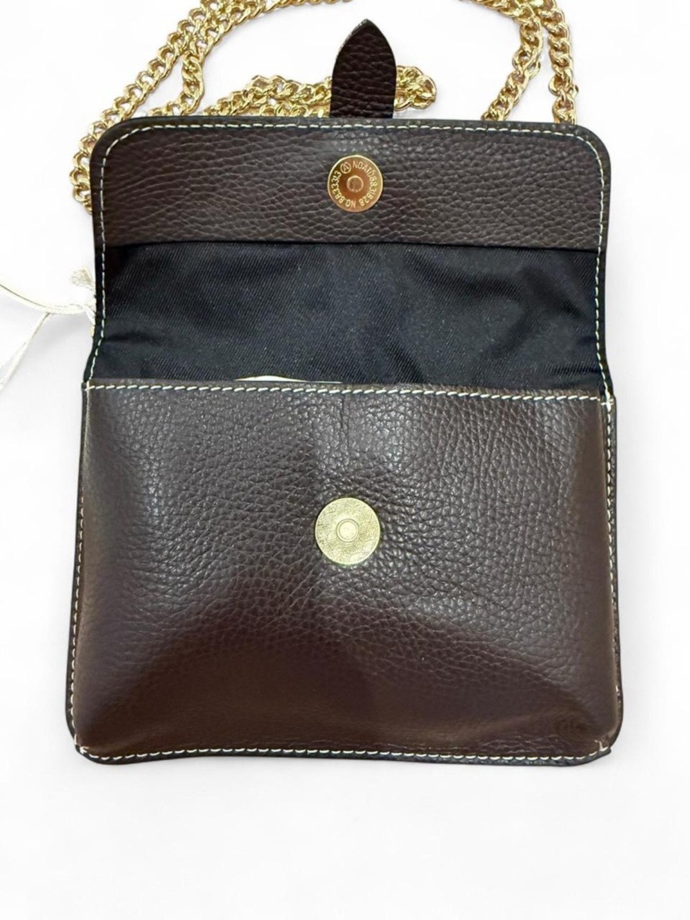 NWT Divina Firenze Black Leather Crossbody Bag w/ Gold Chain and Cowhide Accent - Picture 4 of 8